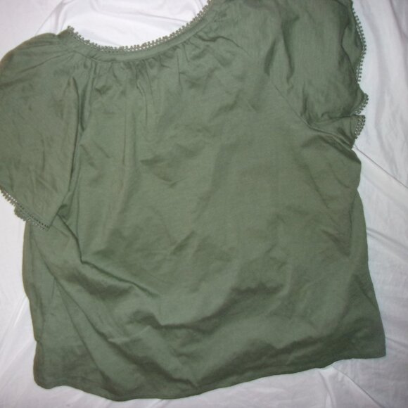 Boho size 22 / 24  3x  womens 3 x plus sized tee t shirt green blouse - Picture 4 of 4